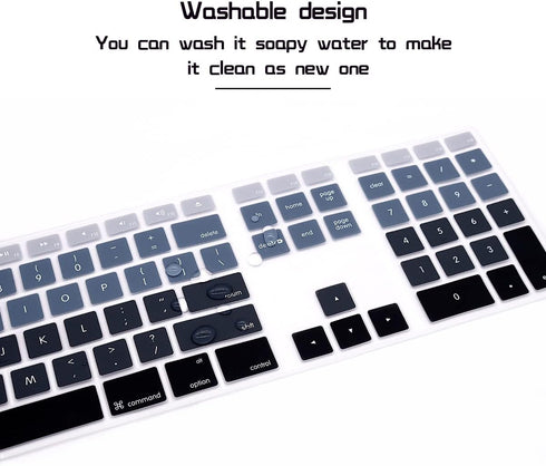 Ombre Grey Silicone Keyboard Skin Cover for iMac Wired USB Full Size Keyboard with Numeric Keypad A1243(G6 MB110LL/B and MB110LL/A)...