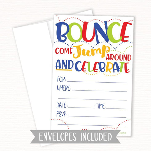 Bounce House or Jumping Party Invitations (20 Count) With Envelopes...