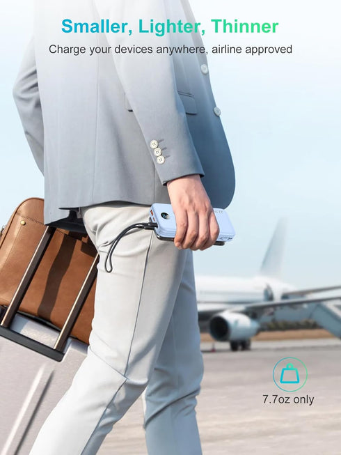 Portable Charger Built-in Cables and AC Wall Plug, USB C 12000mAh Slim Power Bank Fast Charging Battery Pack Lightweight Power Bank Travel Essenti...