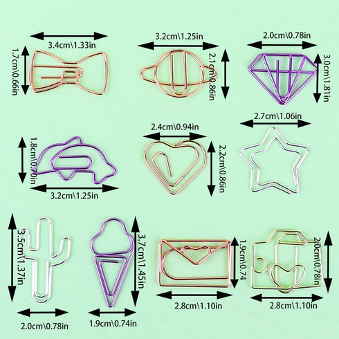 100 pcs Cute Paper Clips, BOSOIRSOU Metal Bookmark Folder Pin Memo Clamp Planner Clip for Pagination Organize Document Organizing Office Supplies ...