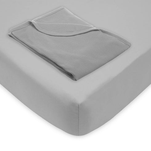 American Baby Company Preschool Bundle Set, a 24" x 48" x 4" Daycare/Preschool Mat Sheet and a 36" x 48" Toddler Blanket, Gray, for Boys and Girls...