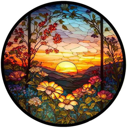 Stamped Cross Stitch Kits - Flower Mountain Sun Landscape Counted Cross Stitch Kits for Beginners Adults,11 CT Patterns Dimensions Embroidery Kits...