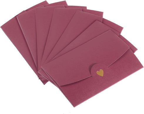 PATIKIL Mini Envelopes, 12 Pack Small Gift Card Holders Retro Gold Heart Business Invitation Envelopes for Wedding Birthday, Purple Red...