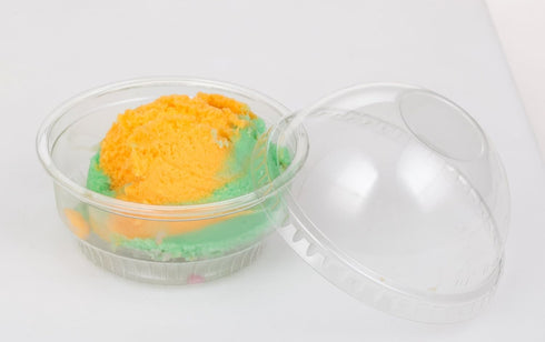 Golden Apple, 3.5oz-30sets Clear Plastic Cups for Ice Cream, Snack Bowl with Dome lids No Hole...