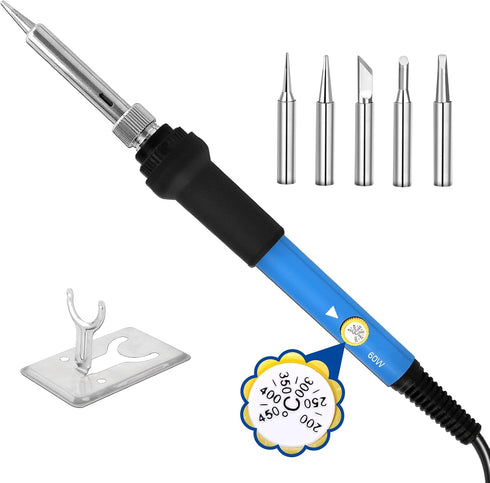 Soldering Iron Kit Soldering Kit With Temperature Adjustable Electric Soldering Gun,60w 110v Soldering Iron With Ceramic Heater,5pcs Different Sol...
