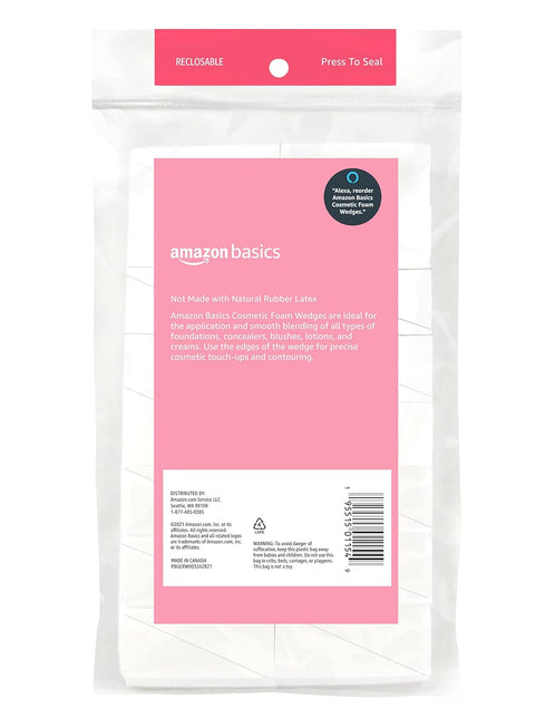Amazon Basics Cosmetic Rectangular Foam Wedges, 192 Count (6 Packs of 32), White (Previously Solimo)...