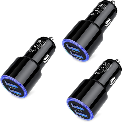 Car Charger Fast Charge,3Pack 4.8A Rapid Car Phone Charger Cigarette Lighter USB Charger for iPhone 15 14 13 12 11 Pro Max SE XR XS X 8 7 6,Samsun...