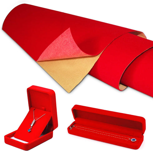 COLOURFUL US Red Self Adhesive Velvet Fabric Sticky Felt Sheets for Art & Crafts, Jewelry Box, Drawer Liners- 2PCS x (17.3 inch x 39.3 inch)...