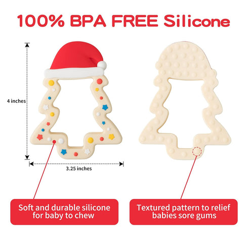 Jimibaby Christmas Teether - Teething Toy for Baby Boys & Girls, Ideal Stocking Stuffer, Comes with Gift Package (Christmas Hat)...
