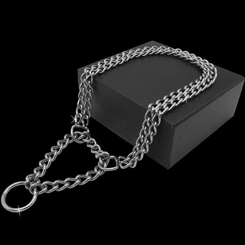 Dog Pet Martingale Pinch Metal Stainless Steel Collar for Training Walking Link Double Plated Choke Chain Neck for XL Dogs 24-28"...