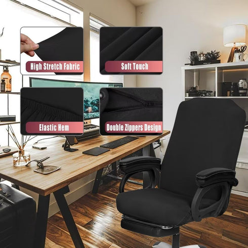SARAFLORA 2 Pack Office Chair Cover, Stretchable Desk Chair Cover Removable Computer Chair Cover for Office Chair with Zipper Universal Spandex Ro...