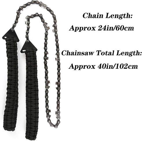 Pocket Chainsaw with Paracord Handle 24inch 11teeth Rope Saw Hand Saw Emergency Outdoor Survival Gear Folding Chain Wire Fast Wood & Tree Cutting ...