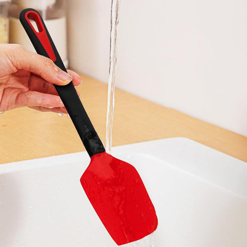 Silicone Spatula - Heat Resistant Rubber Spatulas for Cooking & Baking - Set of 4 - Red & Black...