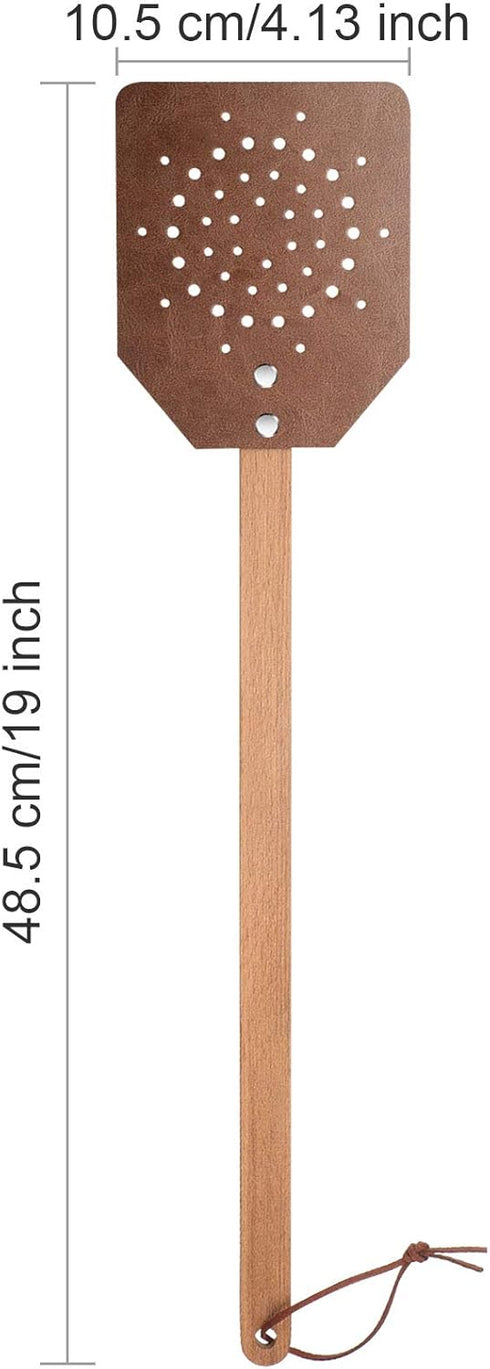 Leather Heavy Duty 19 Inch Rustic Manual Swat with Wooden Long Handle(1 Pack, Chocolate)...