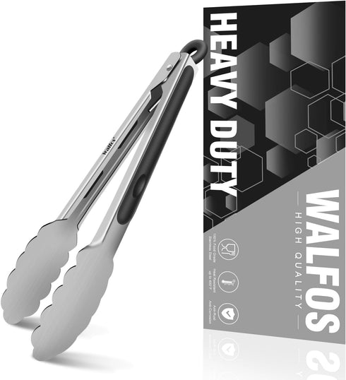Walfos 7 inch Small Kitchen Tongs for Cooking, Mini Silicone Serving Tongs, Great for Cooking, Salad, Grilling, Pasta, Steaks, Vegetables...