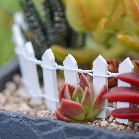 35 Inches Long Miniature Fairy Garden Fence Mini Wood Picket Fence Decorative Fence for Succulent Plant Pot DIY Diorama Project Height 2 inch 4-Pa...