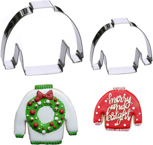 Ugly Christmas Sweater Cookie Cutter, Premium Food Grade Stainless Steel, Dishwasher Safe (Christmas Sweater 2 Piece)...