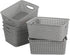 6-Pack Plastic Storage Organizer Basket, 10.04"L x 7.48"W x 3.95"H, Slightly Gray...