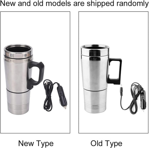 Acouto 12V Car Kettle 350Ml+150ML Stainless Steel Car Electric Heating Kettle Coffee Tea Travel Water Heating Cup...