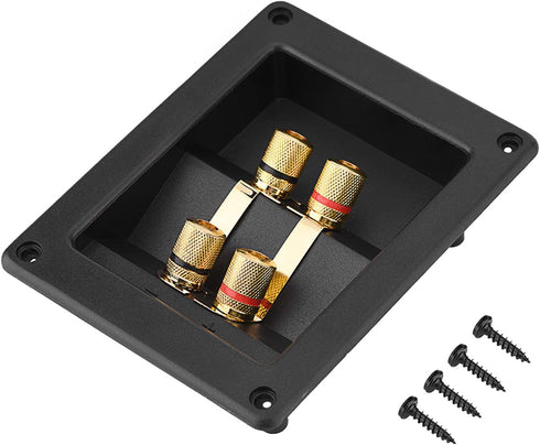 Speaker Terminal Connector, 4 Pure Copper Plated Wiring Terminal Speaker Terminal Box with 4 Mounting Holes...