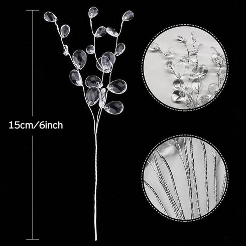 Fityle 50pcs Crystal Bud Branches Artificial Flower Twigs for Wedding Party Home Decor Floral Crafts - White, 15cm...