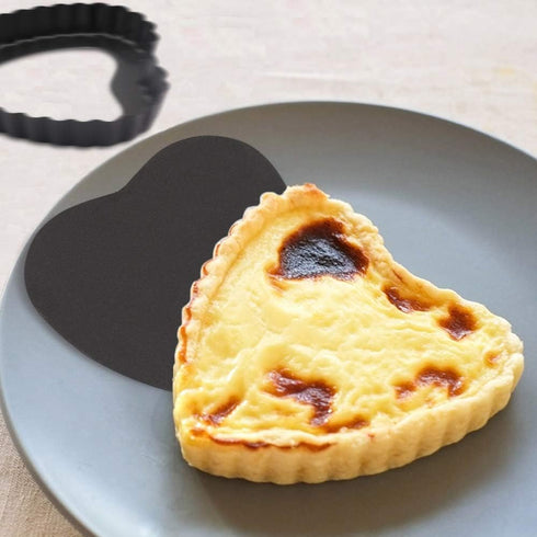 Mini Tart Pan Set of 6 Non-Stick 4 Inch Heart-shaped Quiche Pan with Removable Bottom Tart Pan for Pies, Quiche Bakeware, Muffin Molds, Cake Bakin...
