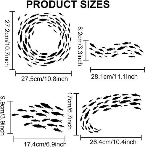 2pcs School of Fish Stencil 11.8×11.8inch Shoal of Fish Stencil with Paint Brush Reusable Large Ocean Theme Stencil for Crafts and Decorations on ...