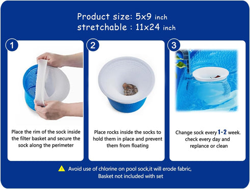 30 Pack Pool Skimmer Socks for Pool Filters, Filters Baskets and Skimmers to Filter Debris and Leaves, Protact Filter System of Inground and above...