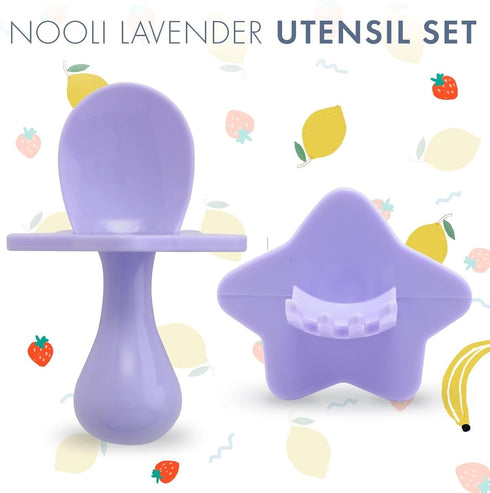 Nooli Toddler Utensils Toddler Eating Supplies Toddler Forks Silicone Baby Spoon, BPA Phthalates-Free, Dishwasher and Sterilizer Safe, Lavendar...