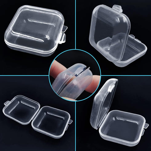 lyfLux 50 Packs Small Clear Plastic Storage Containers, Mixed Empty Mini, Case with Lids for Small Items and Other Craft Projects (1.37 x 1.37 x 0...