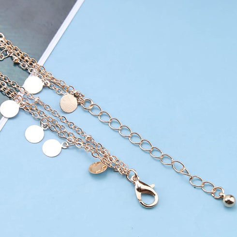 Boho Coin Anklet Bracelet Layered Coin Pendant Ankle Bracelet Vintage Disc Chain Anklet Gold Round Coin Disc Anklet Foot Chain Jewelry for Women...