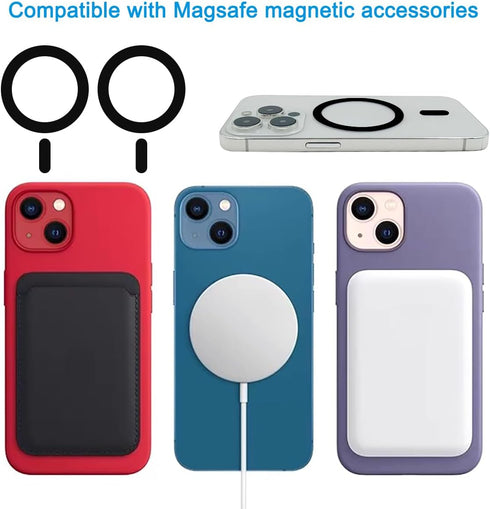 6 Pack Universal Metal Rings Sticker Compatible with MagSafe Magnetic Wireless Charger iPhone 13 12 Pro Mini Max, Ultra-Thin Car Charger Conversio...