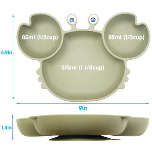 Silicone Suction Plate for Toddlers - Self Feeding Training Divided Plate Dish and Bowl for Baby and Toddler, Fits for Most Highchairs Trays, BPA ...