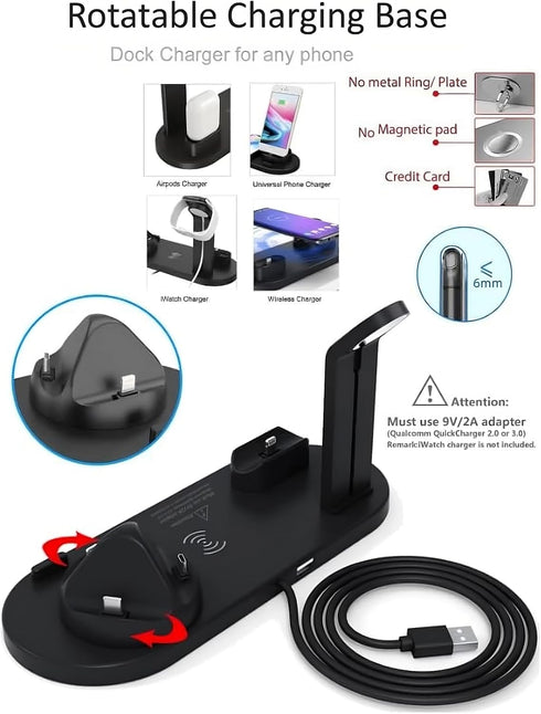 Seamless 4-in-1 Wireless Charging Station: Fast Charging for iPhone 15 to 12 Pro Max, Apple Watch, AirPods & Android Phones | Effortless Charging ...