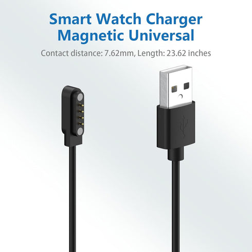 Smart Watch Charger Magnetic 4 Pin for Bluetooth Smart Watches GT88 G3 GT68 KW08 KW18 Y3 KW88 KW98 KW99 KW28 FS08 GV68 KW06 USB Charging Cable Rep...