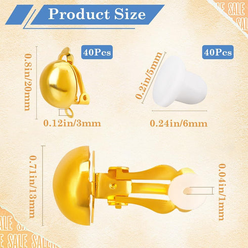1 Box 40Pcs Clip Earring Converters Brass Clip on Earrings & 40Pcs Ear Pads Gold Non-Pierced Earrings Components with Loop Clips Earring Findings ...