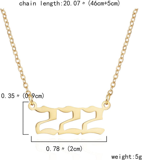 COLORFUL BLING Dainty Angel Number Pendant Necklace Stainless Steel Choker 000 1111 111 222 333 444 555 666 777 888 999 Numerology Jewelry Gift fo...