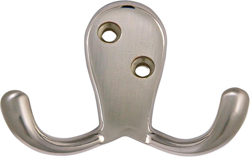 Design House 207761 Wall-Mounted Double Hook for Coat Hat, Towel Robe in Bathroom or Closet Satin Nickel 10-Pack...