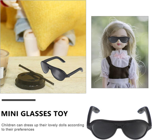 STOBOK 160pcs Doll Glasses Toys, Mini Doll Sunglasses Miniature Doll Eyeglasses Black Sunglasses Doll Costume Accessories for DIY Doll Dressing Su...