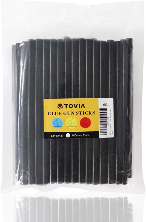 Mini Glue Gun Sticks 5.9" Long 0.27" Dia, T TOVIA 60 Count Black Hot Glue Gun Refill Sticks, All-Purpose Dual Temp Glue Sticks...