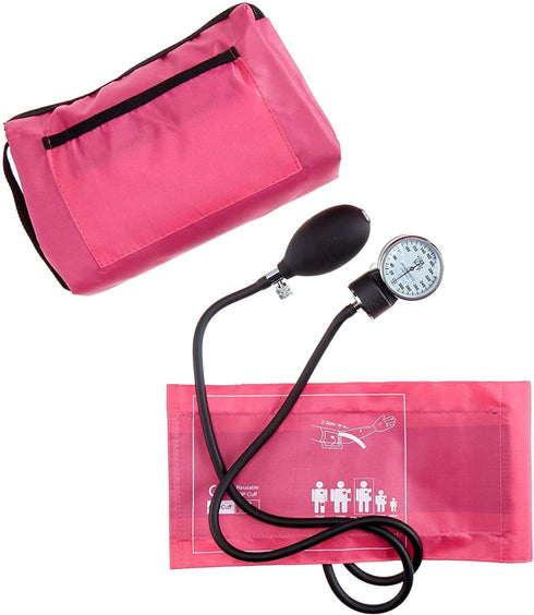 EMI Deluxe Aneroid Sphygmomanometer Manual Blood Pressure Monitor Adult Cuff Set with Case - #217 (Pink)...