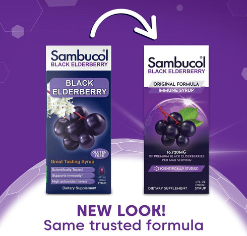 Sambucol Black Elderberry Syrup - Sambucus Elderberry Syrup, Black Elderberry Liquid, Immune Support, Elderberry Syrup for Kids and Adults, High A...