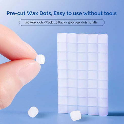 JMU Orthodontic Wax for Braces 10 Pack, Precut 500 Braces Wax Dots, Dental Wax Unscented...