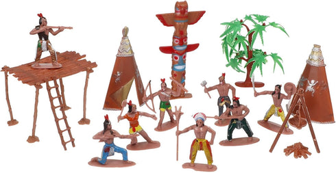 Totority Indians Action Figure Model Playset: 13pcs Native American Figures Decoration Wild West Cowboys Adornments for 15+...