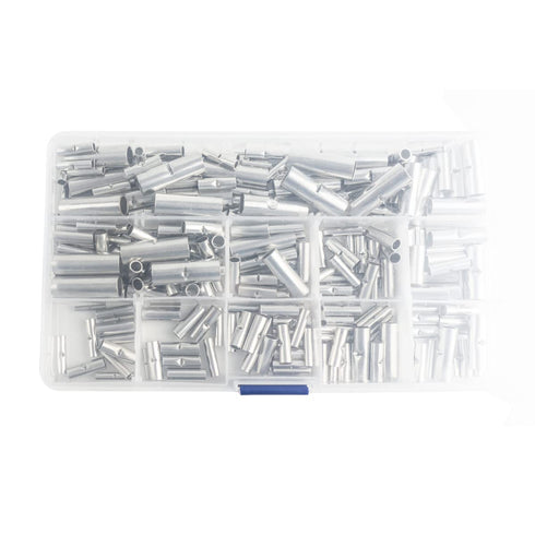 300PCS Non-Insulated Butt Connectors Kit, Connectors of Tinned Red Copper, 24-22 22-18 18-14 14-12 12-10 14 8 Gauge Electrical Wire Crimp Seamless...