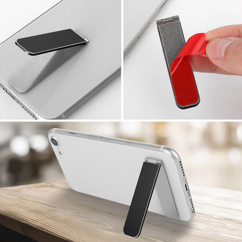 Giantree Ultra Thin Cell Phone Holder, Adjustable Mini Alloy Phone Kickstand Portable Phone Stand Foldable Phone Stand for Mobile Phone Tablet (Bl...