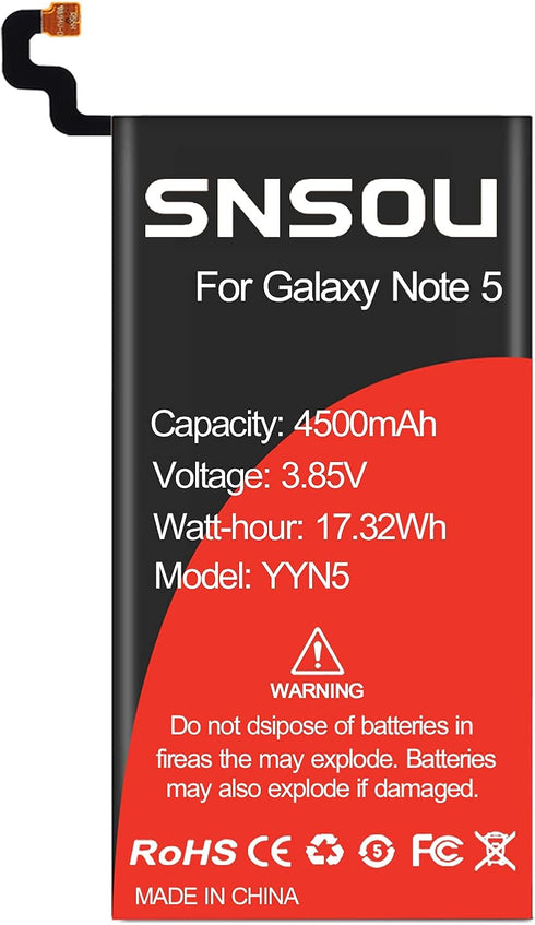 Galaxy Note 5 Battery, Upgraded SNSOU 4500mAh EB-BN920ABE Replacement Battery for Samsung Galaxy Note 5 SM-N920 N920V N920T N920A N920P N920R4 N92...