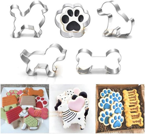 Puppy Dog Paw and Bone Shaped Cookie Cutter, Stainless Steel Biscuit/Fondant Molds Homemade Baking Tools by EORTA for Kids, Party, Dishwasher Safe...