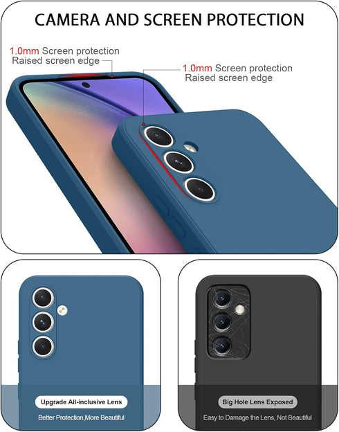 Vancle Case for Samsung Galaxy A54 5G Phone Case and 2-Pack Tempered Glass Screen Protector, Shockproof Bumper Silicone Case with Microfiber Linin...