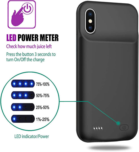 Battery Case for iPhone X/XS, 7000mAh Slim Portable Rechargeable Protective Battery Pack Cover Power Bank Charging Case Compatible with iPhone X/X...